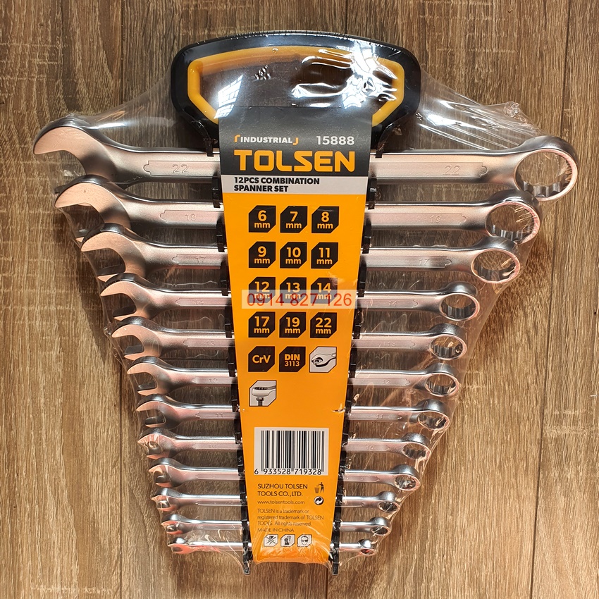 [Chính hãng] [Rẻ vô đối] BỘ CHÌA KHÓA VÒNG MIỆNG 12 CHI TIẾT TỪ 6-22MM HÃNG TOLSEN 15075, Bộ chìa khóa vòng miệng, Bộ khóa mở ốc, Bo co le vong mieng, Bộ cờ lê tròng, Bộ cờ lê vòng miệng