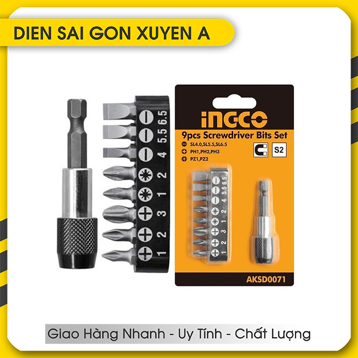 Bộ 9 đầu tua vít ingco aksd0071 - phân phối bởi điện sài gòn xuyên á