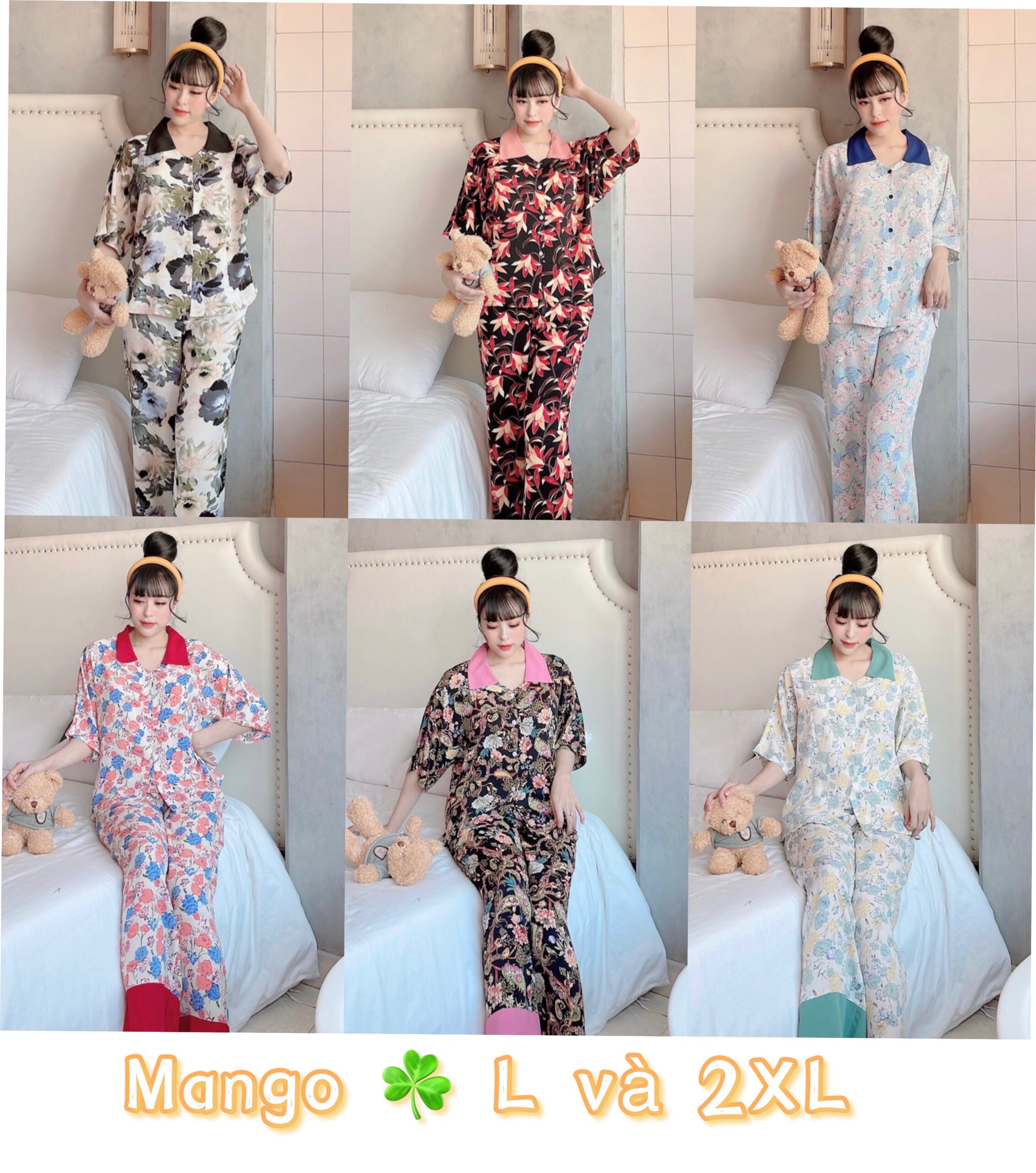 Giảm 32% Bộ Pijama Lụa Mango - Đồ ngủ dài tay dơi mango trẻ trung Bigsize 40-80kg mềm mịn mát lịm mặc cực sang cực thích