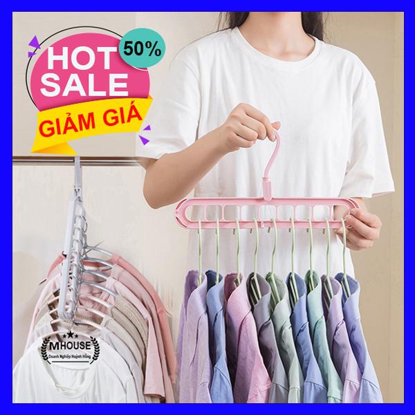 Móc treo đa năng móc treo quần áo 9 lổ thông minh