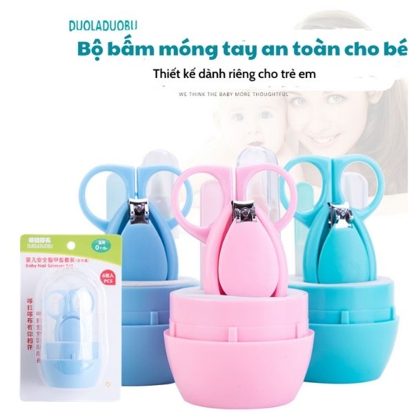 Bộ cắt bấm móng tay cho bé sơ sinh chính hãng DuolaDuobu 4 chi tiết sắc bén, tiện lợi.