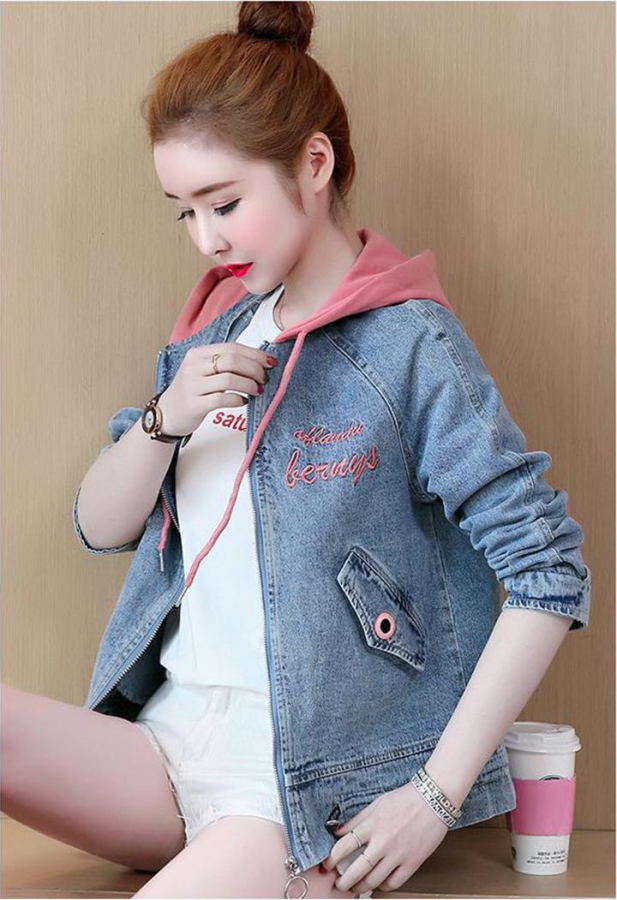 Áo khoác jean nữ nón trùm thời trang
