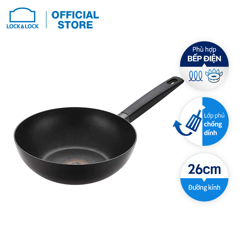 Lhl5265-ih - chảo nhôm sâu lòng chống dính hard&light black 26cm - màu đen