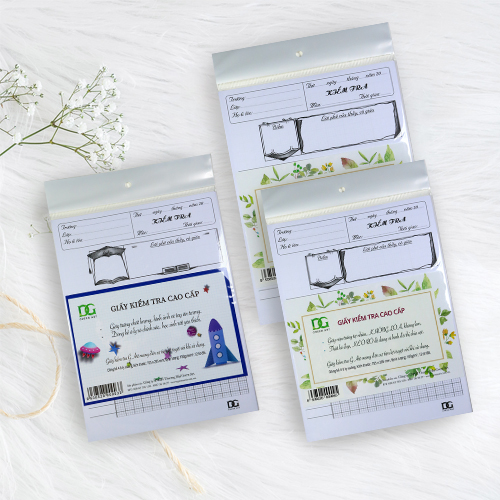 Giấy kiểm tra cấp 2 3 kẻ sẵn bảng điểm đẹp, giấy trắng mịn dày viết êm không lem ( Bộ 3 xấp)