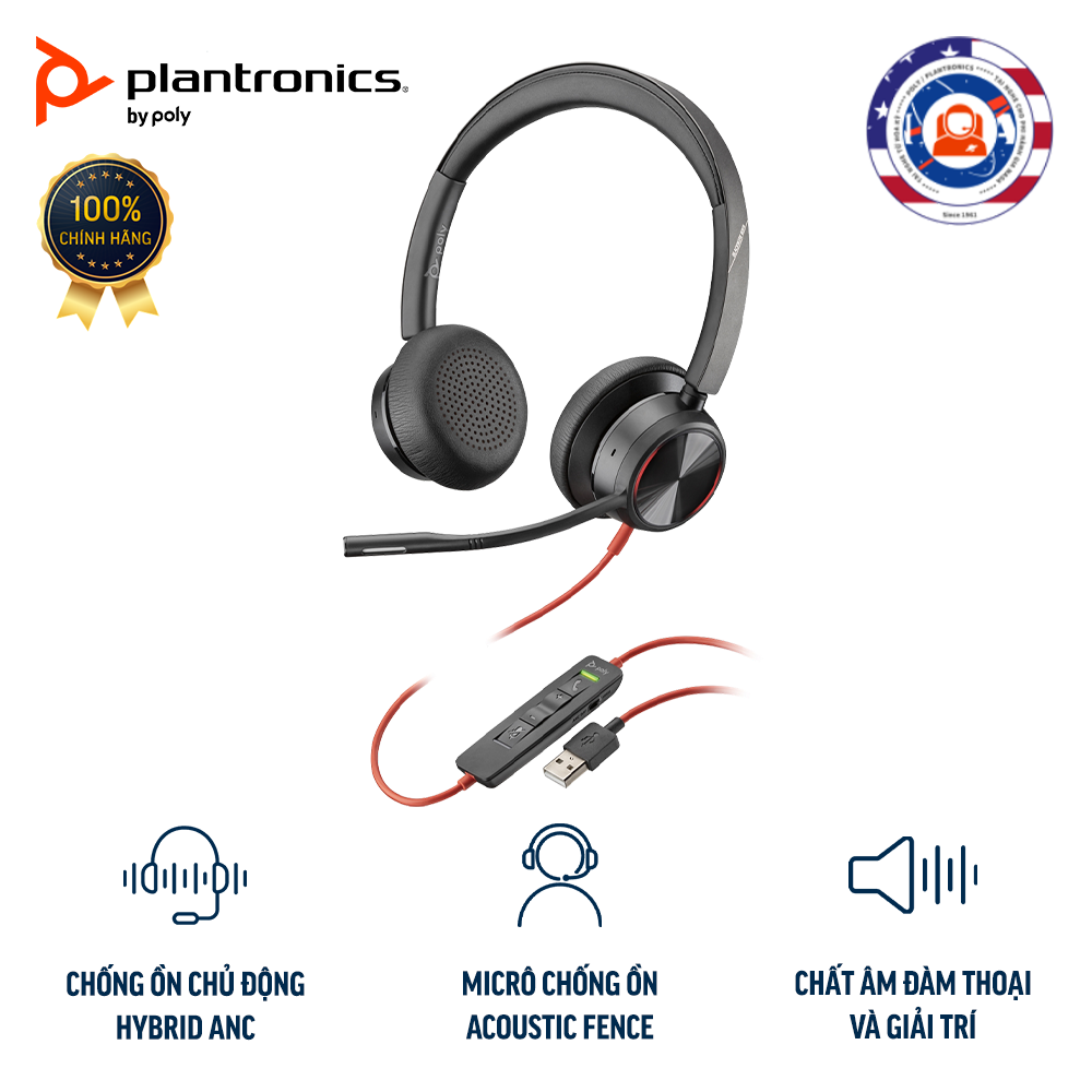 Poly Blackwire BW8225 Premium Enterprise Headset With ANC And Acoustic
