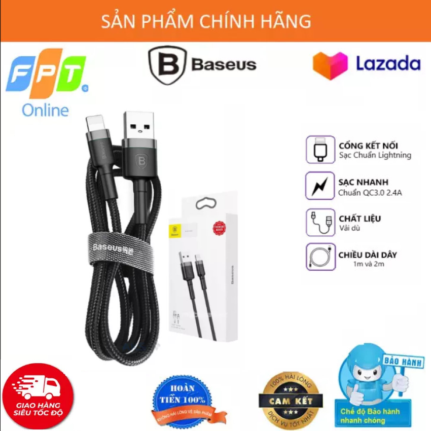 Cáp sạc nhanh, truyền dữ liệu tốc độ cao Baseus Cafule Lightning cho iPhone/ iPad