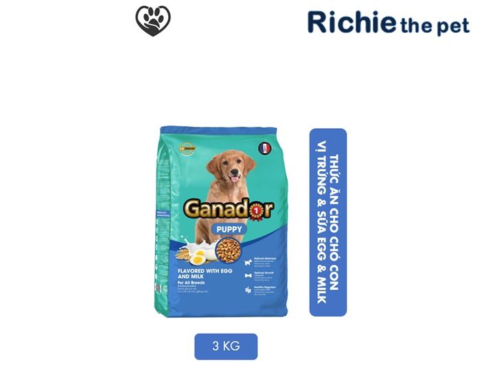[HCM]Thức ăn cho chó con vị trứng & sữa Ganador flavored with egg and milk 3kg