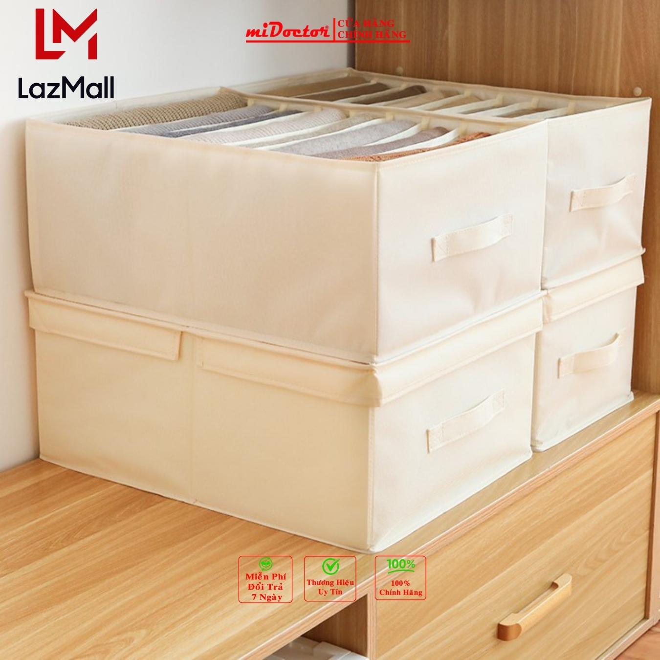 Bộ 2 hộp vải đựng đồ 7 ngăn mã HQ2, Combo 2 hộp vải đựng quần áo chia ngăn gọn gàng tiện lợi Chất vải Oxford cao cấp miDoctor