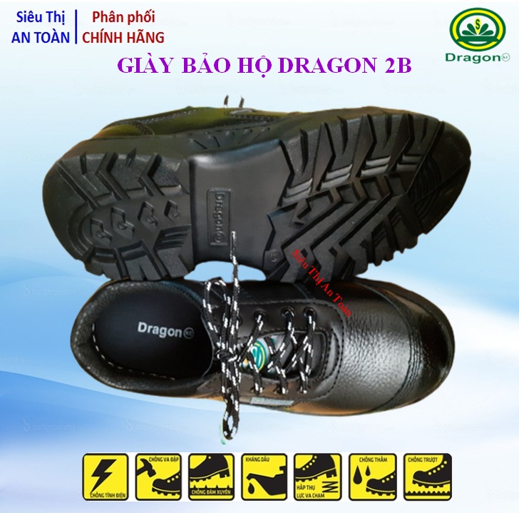 Giày bảo hộ lao động nam, giày bảo hộ lao động Dragon 2B giày da, mũi thép - Phân phối chính hãng