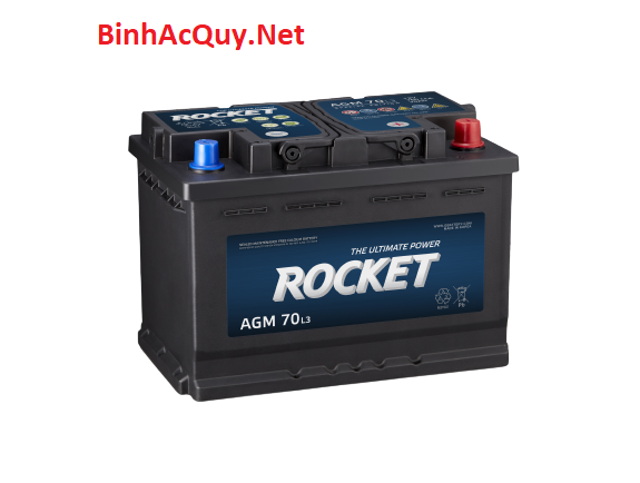 Bình ắc quy START STOP Rocket AGM L3 12V- 70AH cho ô TÔ MERCEDES, VOLKSWAGEN, AUDI, BMW