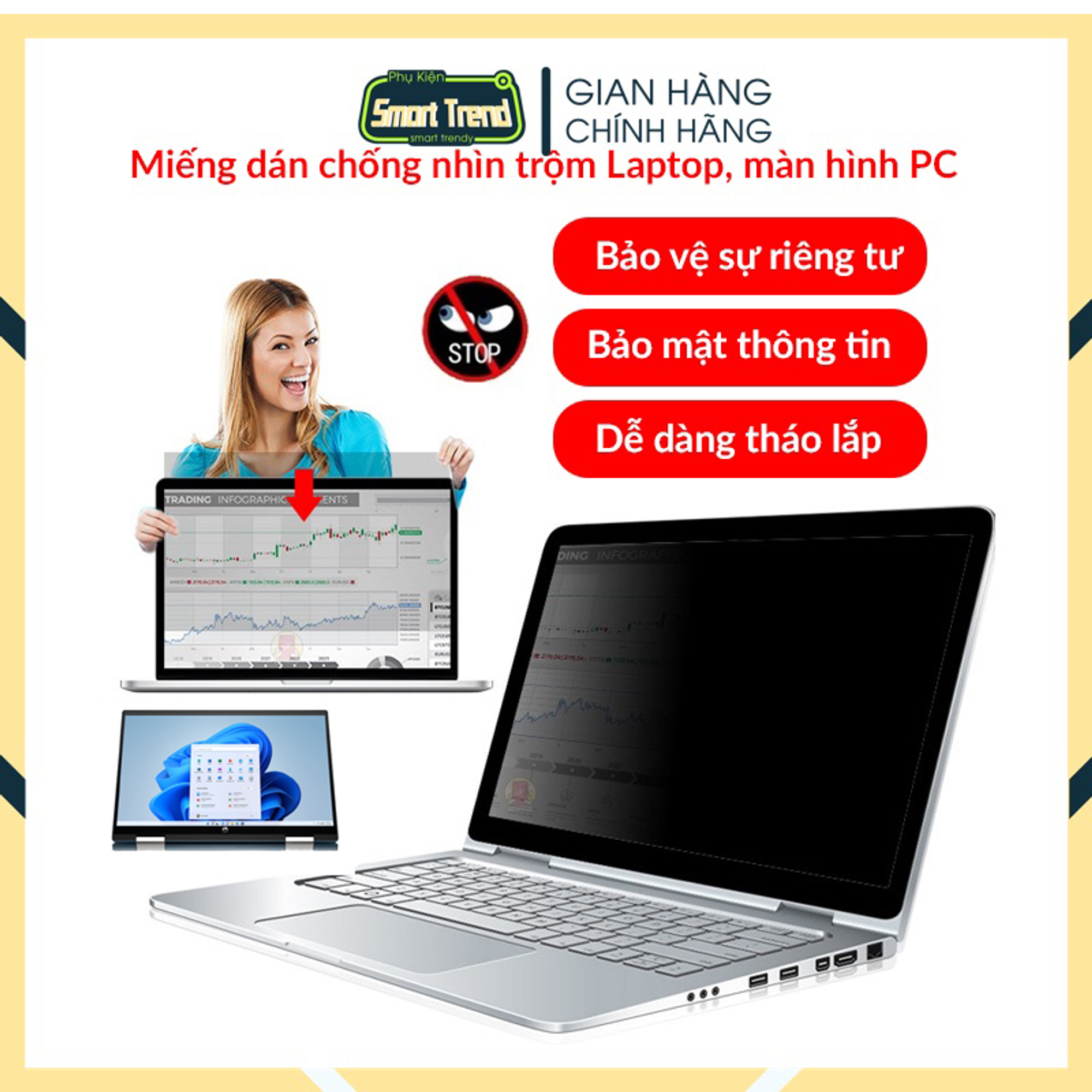 Tấm che miếng dán màn hình chống nhìn trộm laptop hp pavilion x360 14-dy0077tu 46l95pa cao cấp privacy guard