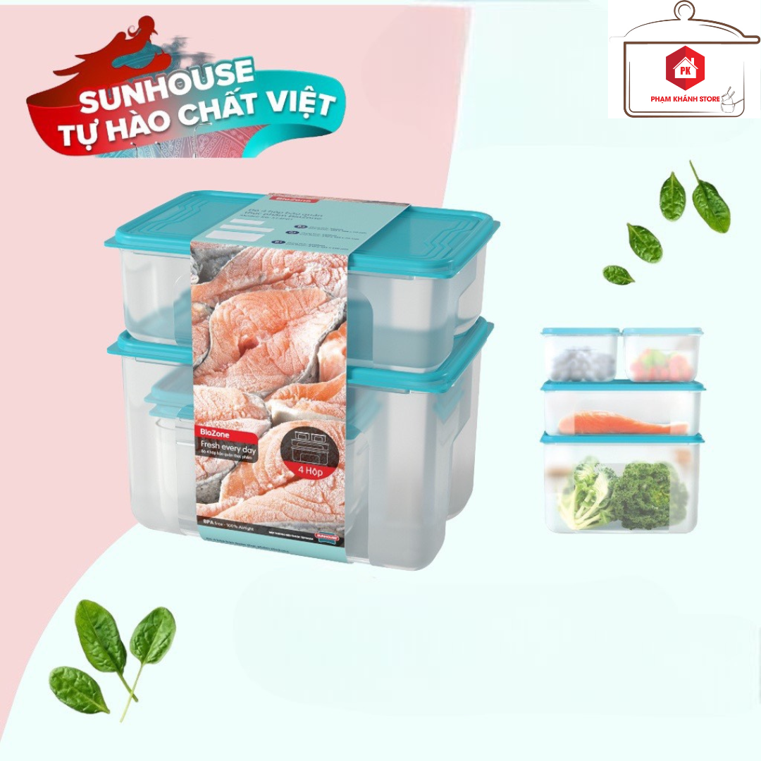 Bộ hộp bảo quản thực phẩm biozone sunhouse hàng chính hãng