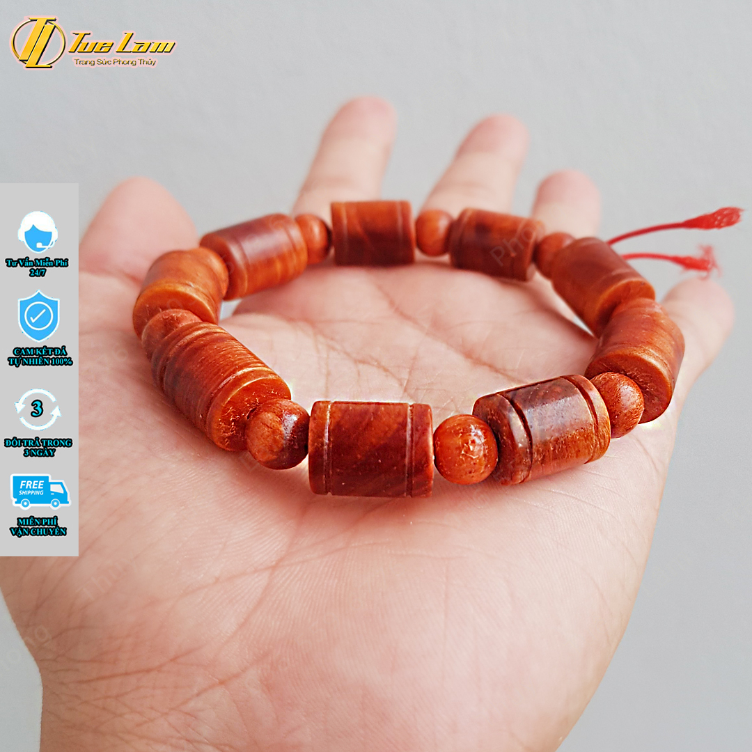 Vòng tay lu thống gỗ nu huyết long bản khúc size 12 li tài lộc may mắn - Tuệ Lâm