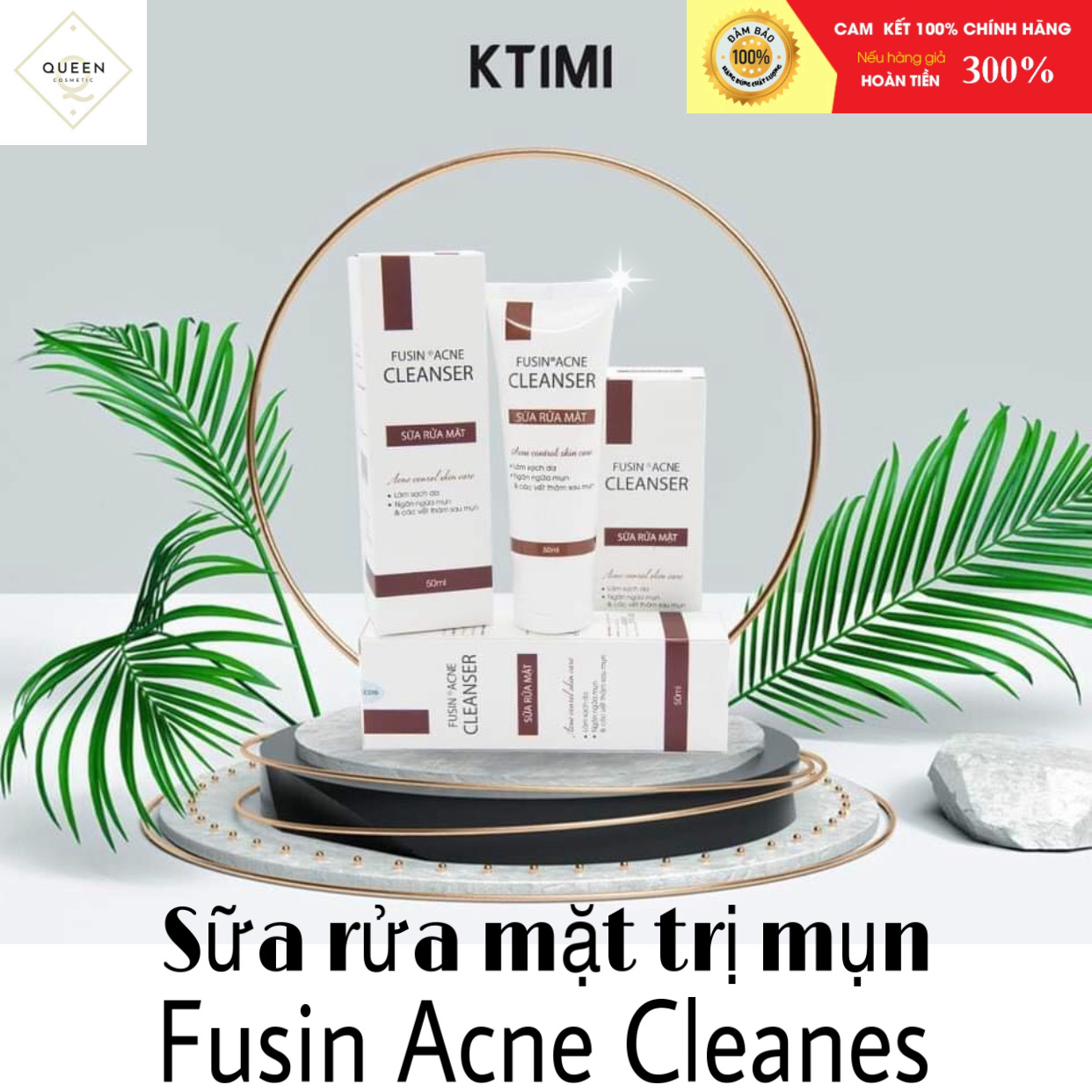 Sữa rửa mặt ngăn ngừa mụn, sạch nhờn, trắng da fusin acne cleanser