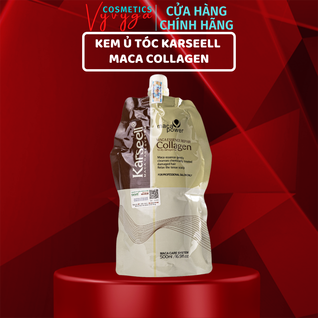 Kem ủ tóc Karseell Maca Power Collagen 500ml phục hồi hư tổn Hấp ủ tóc thẳng mượt bổ xung collagen LOẠI 1 CÓ TEM UT09