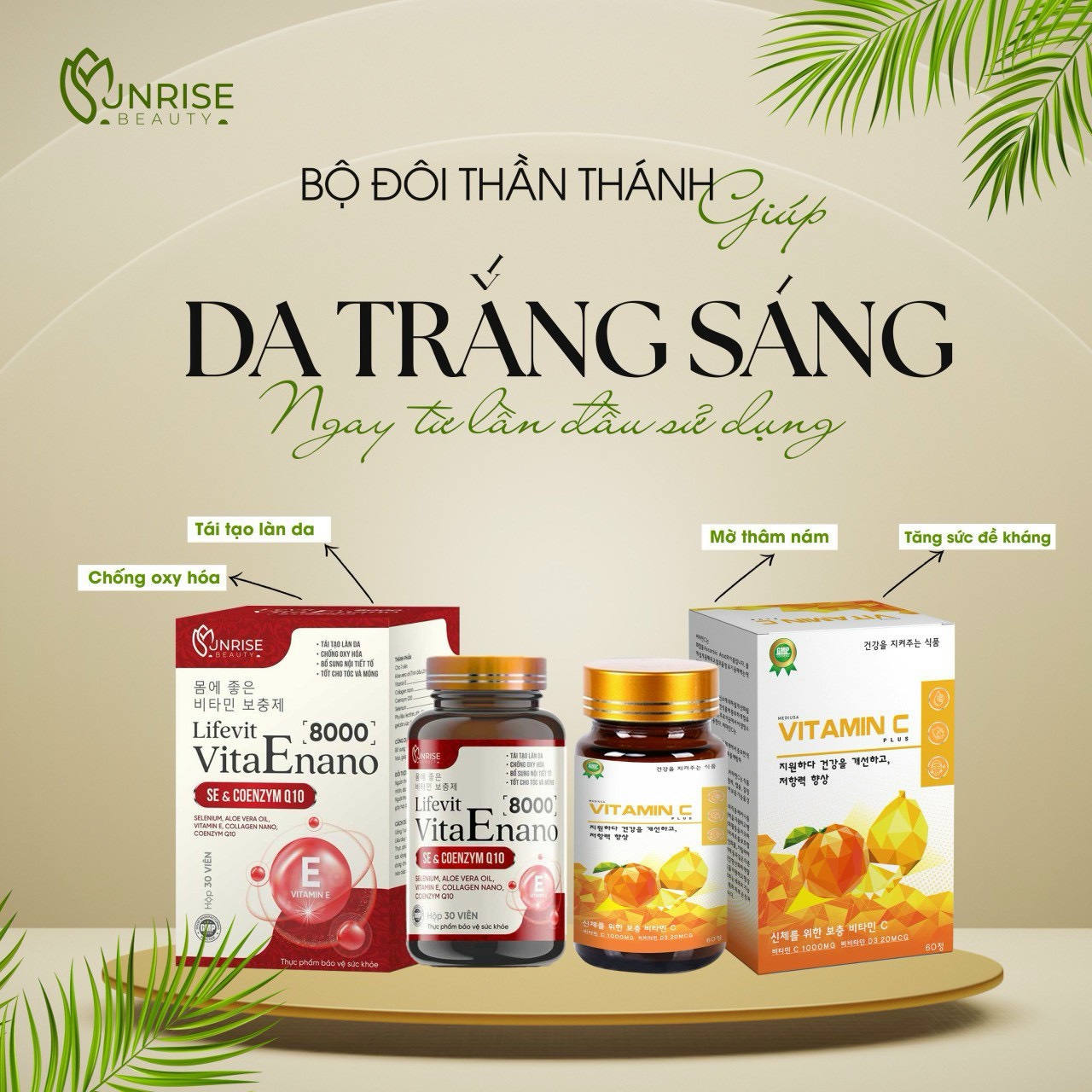 Vitamin c+e hỗ trợ trắng da, chống lão hóa , chống oxy hoá , làm đẹp da