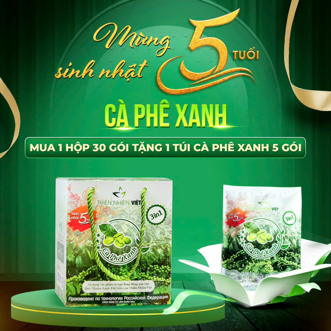 [ Quà Tặng] Cà Phê Xanh Kháng Mỡ Thiên Nhiên Việt /Cà Phê Sữa Hộp 10 gói và 30 gói