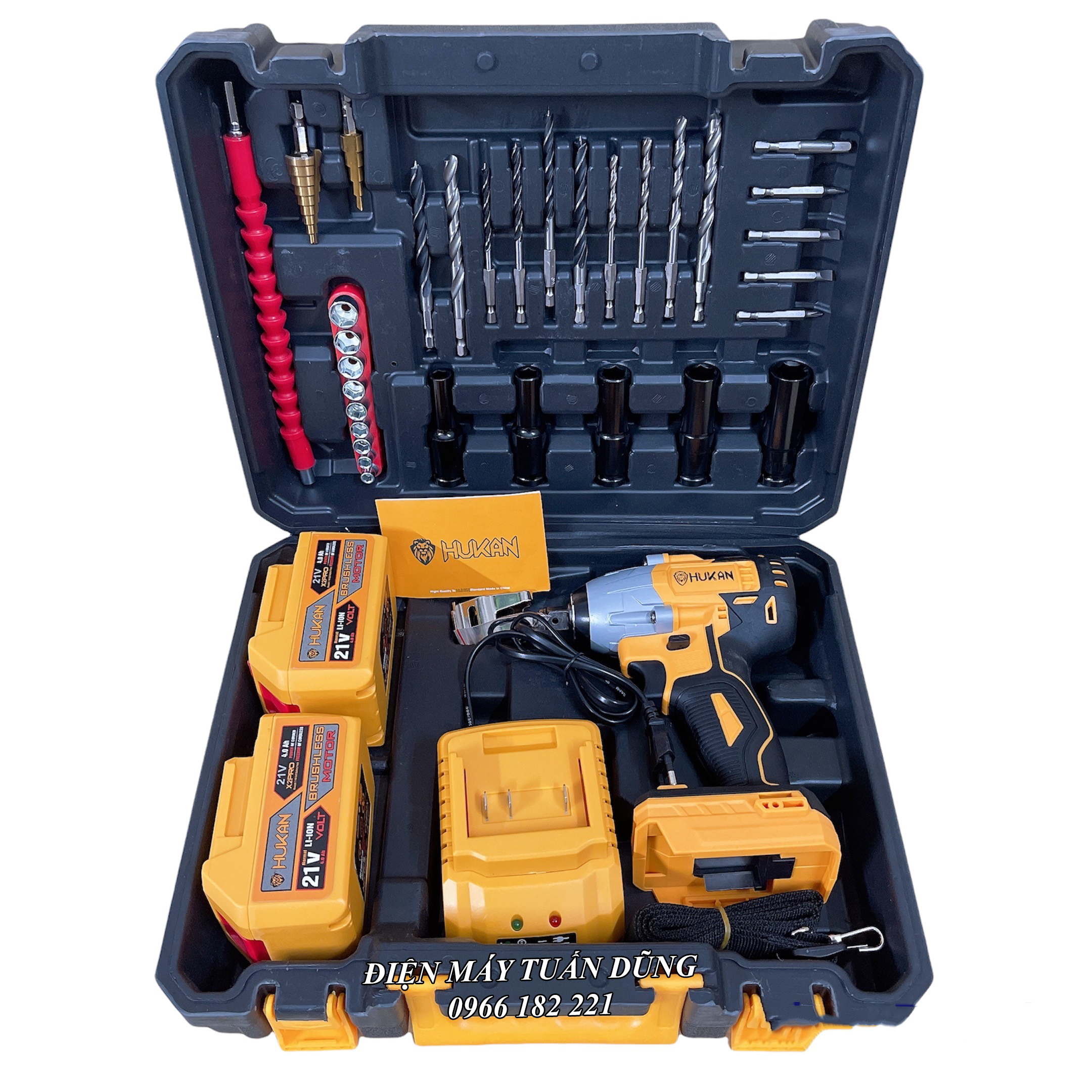 Máy siết bulong dùng pin không chổi than 21V Hukan X2 Pro 868 - Tặng kèm bộ phụ kiện 32 chi tiết