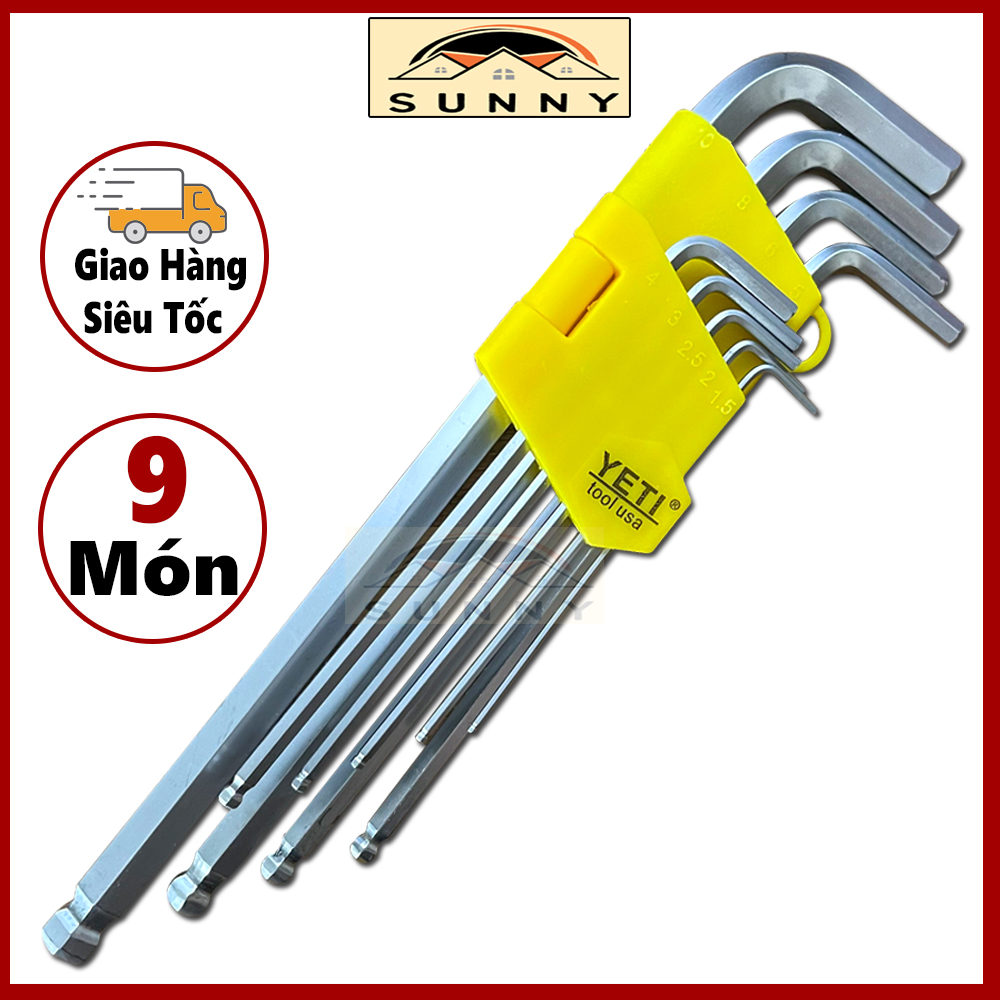 Bộ Lục Giác Đa Năng 9 MÓN ĐẦU BI YETI Công Nghệ USA - Bộ Lục Giác Bộ Bền Cao Chống Ăn Mòn Tốt, Dụng Cụ Cầm Tay GIA DỤNG SUNNY