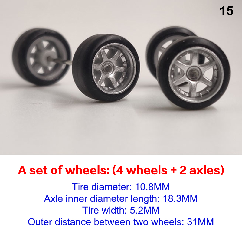 Youer 4 cái bộ bánh xe tỷ lệ 1 64 cho bánh xe nóng lốp cao su mô hình Phụ