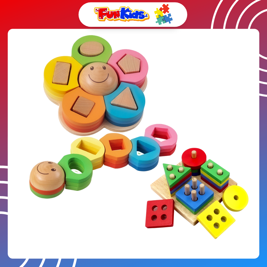 Đồ chơi trẻ em thông minh bộ xếp hình xiên cọc phát triển tư duy logic cho trẻ em từ 1 tuổi trở lên, chất liệu gỗ tự nhiên bền đẹp