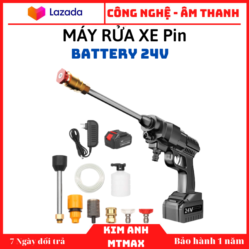 MÁY RỬA XE BATTERY 24V MÁY RỬA XE BATTERY 24V Máy Rửa Xe Dùng Pin Mini Cầm Tay Đa Năng Súng Xịt Tạo 