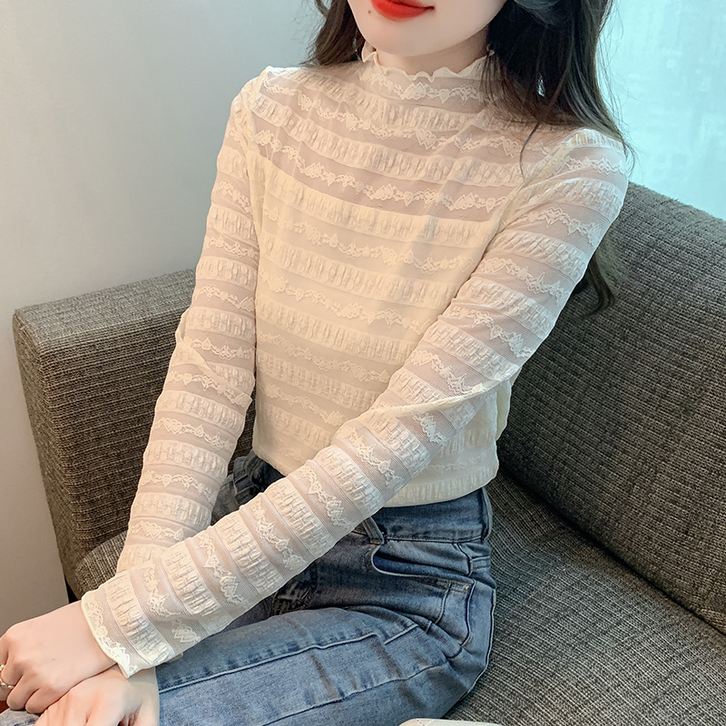 SNUG Bữa Tiệc Văn Phòng Của Phụ Nữ, Sạch Sẽ Và Đẹp, Cổ Điển, Chụp Thật, 2025 Mùa Thu Và Mùa Đông Mới, Áo Sơ Mi Ren Dài Tay Mỏng Phù Hợp Tất Cả Các Kết Hợp,