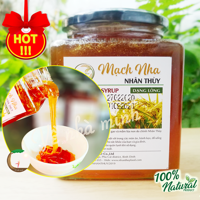 MẠCH NHA ĐƯỜNG HỮU CƠ NGUYÊN CHẤT NHÂN THÙY 500ML Vị ngọt truyền thống dùng trong ăn uống dưỡng sinh nấu chè làm bánh...