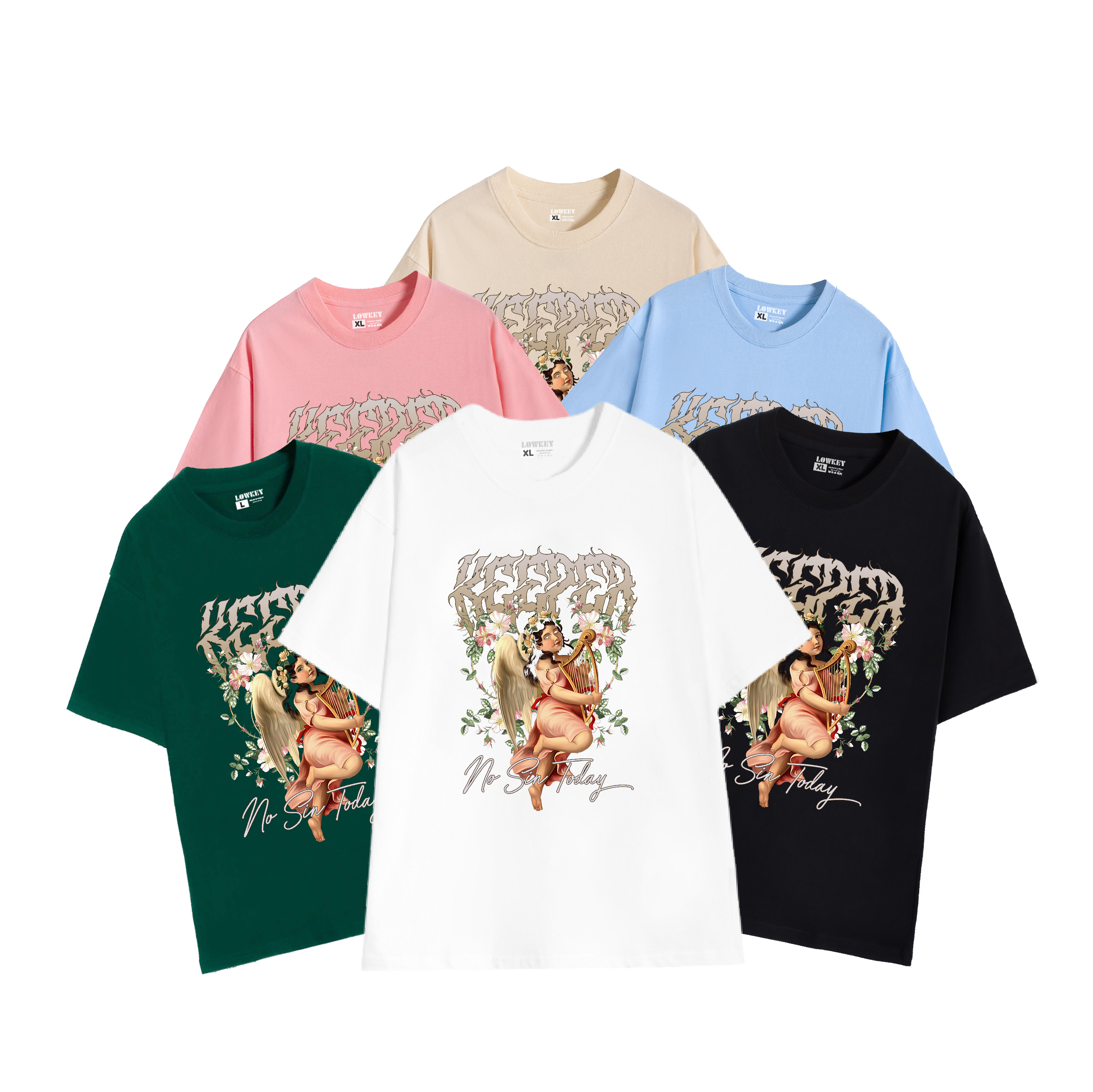 Áo phông unisex cổ tròn tay ngắn in hoạ tiết thiên thần BABY LOWKEY đẹp K0020 - Nhiều màu trắng đen vàng xanh