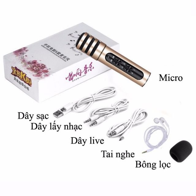 Bộ micro livestream c7 livetream, karaoke, thu âm 3 in 1