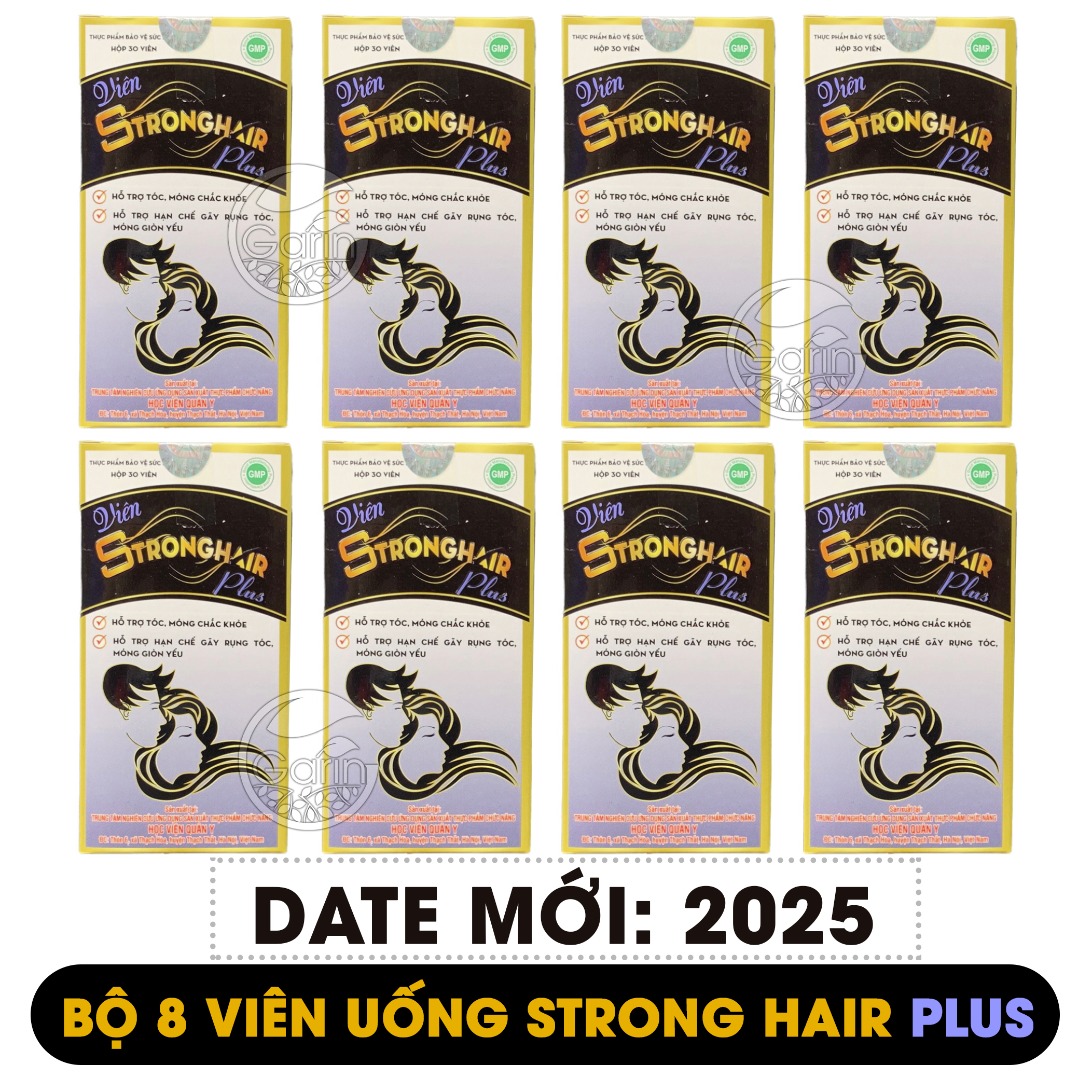 Bộ 8 hộp kích mọc tóc Strong Hair Plus Học Viện Quân Y giúp giảm rụng tóc hạn chế tóc bạc sớm kích mọc tóc nhanh hơn gấp 2 đến 3 lần Mỹ Phẩm Sỉ Emer
