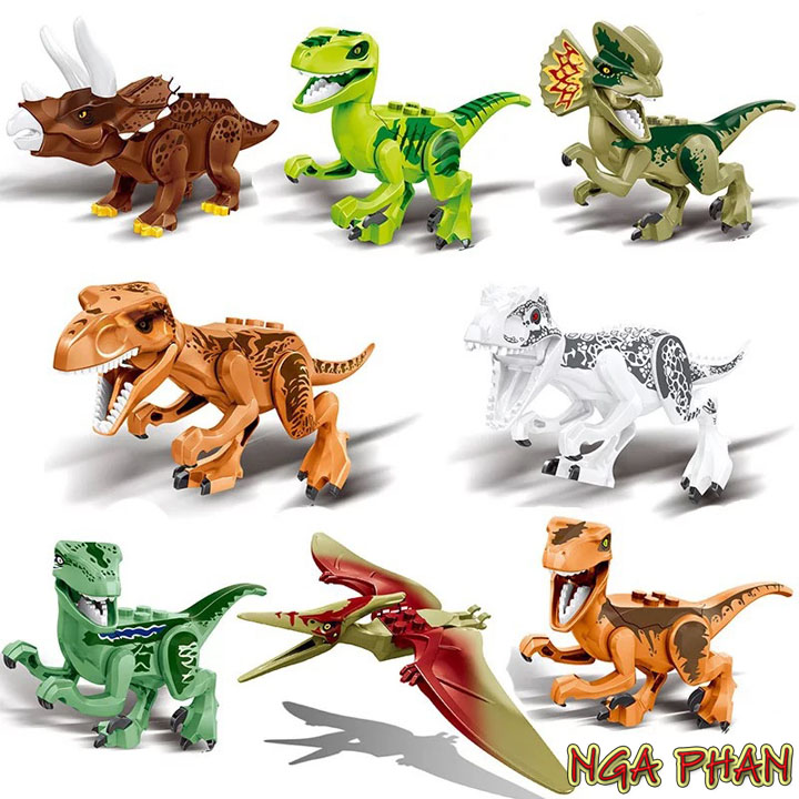 Bộ 8 Khủng Long Nhiều Chủng Loài Cực Đẹp Dinosaur Lego Đồ Chơi Xếp Hình Lắp Ráp