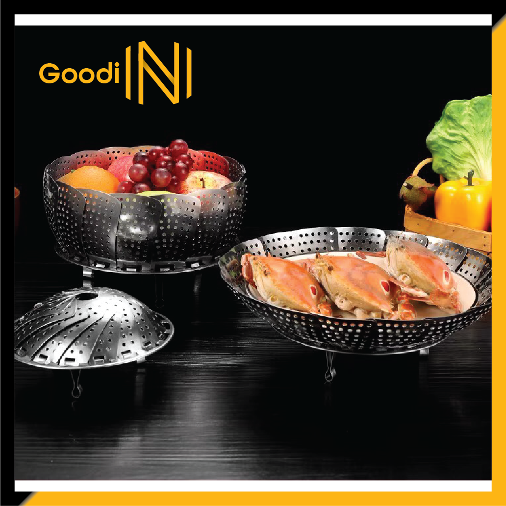 Vỉ hấp inox cách thủy xòe gấp đa năng tiện lợi