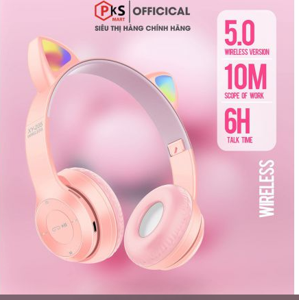 [QUÀ TẶNG 25K] Tai Nghe Bluetooth P47M pro Chụp Tai, Tai Mèo Dễ Thương Có Mic, Âm Bass Mạnh Mẽ, Miếng Đệm Tai Nghe Siêu Mềm Phù Hợp Cho Trẻ Em Và Người Lớn,  BH 12 Tháng tại Shop.