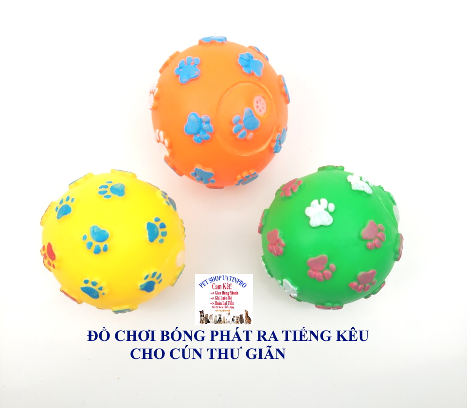 [Hoàn tiền 10%]  ĐỒ CHƠI CHO CHÓ Hình trái bóng In nổi hình bàn chân cún Phát ra tiếng kêu Chất liệu nhựa dẻo cao cấp Giúp cún thư giãn - Pet shop Uytinpro