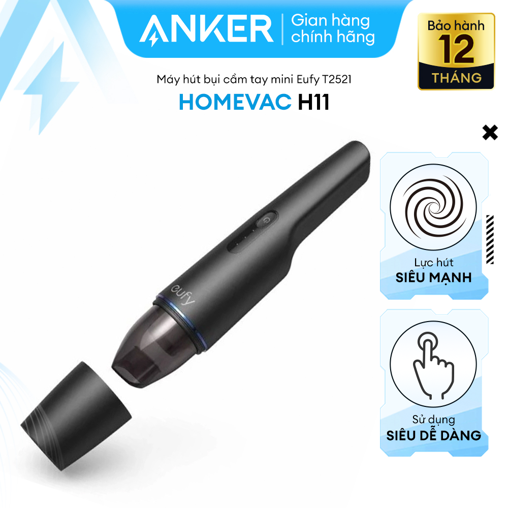 Máy hút bụi mini cầm tay không dây eufy homevac h11 - t2521 - lực hút mạnh đến 5500pa, kích thước nhỏ gọn chỉ 0.58kg và có thể sạc lại bằng cổng usb