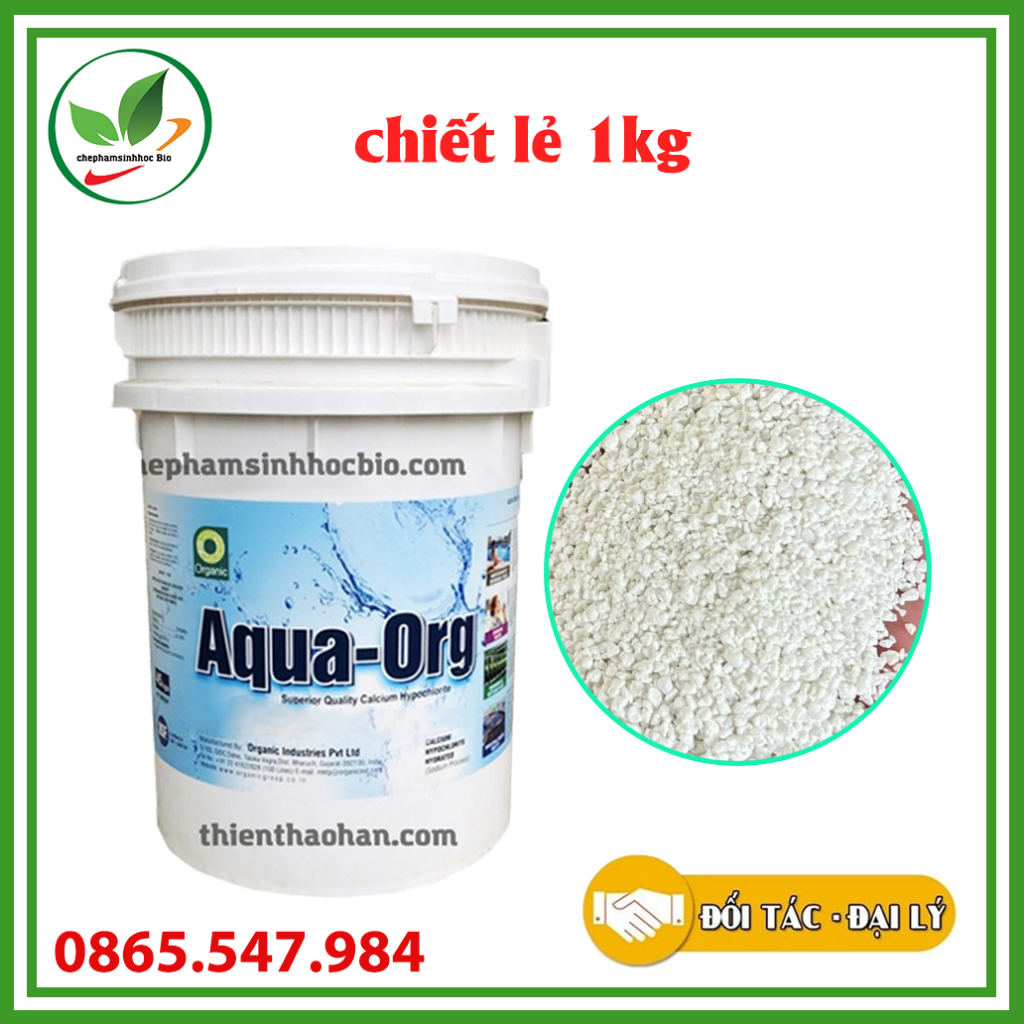 Bột hóa chất  Clorin 70% Aqua ORG - Ấn Độ. Túi 1kg