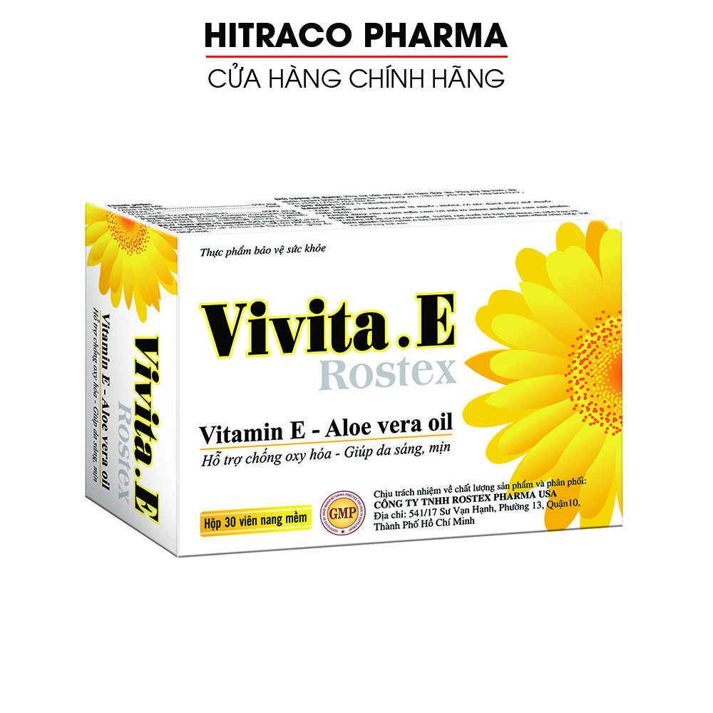Viên uống bổ sung Vitamin E, tinh dầu lô hội làm đẹp da, chống lão hóa, ngừa nếp nhăn - Hộp 30 viên dùng 1 tháng