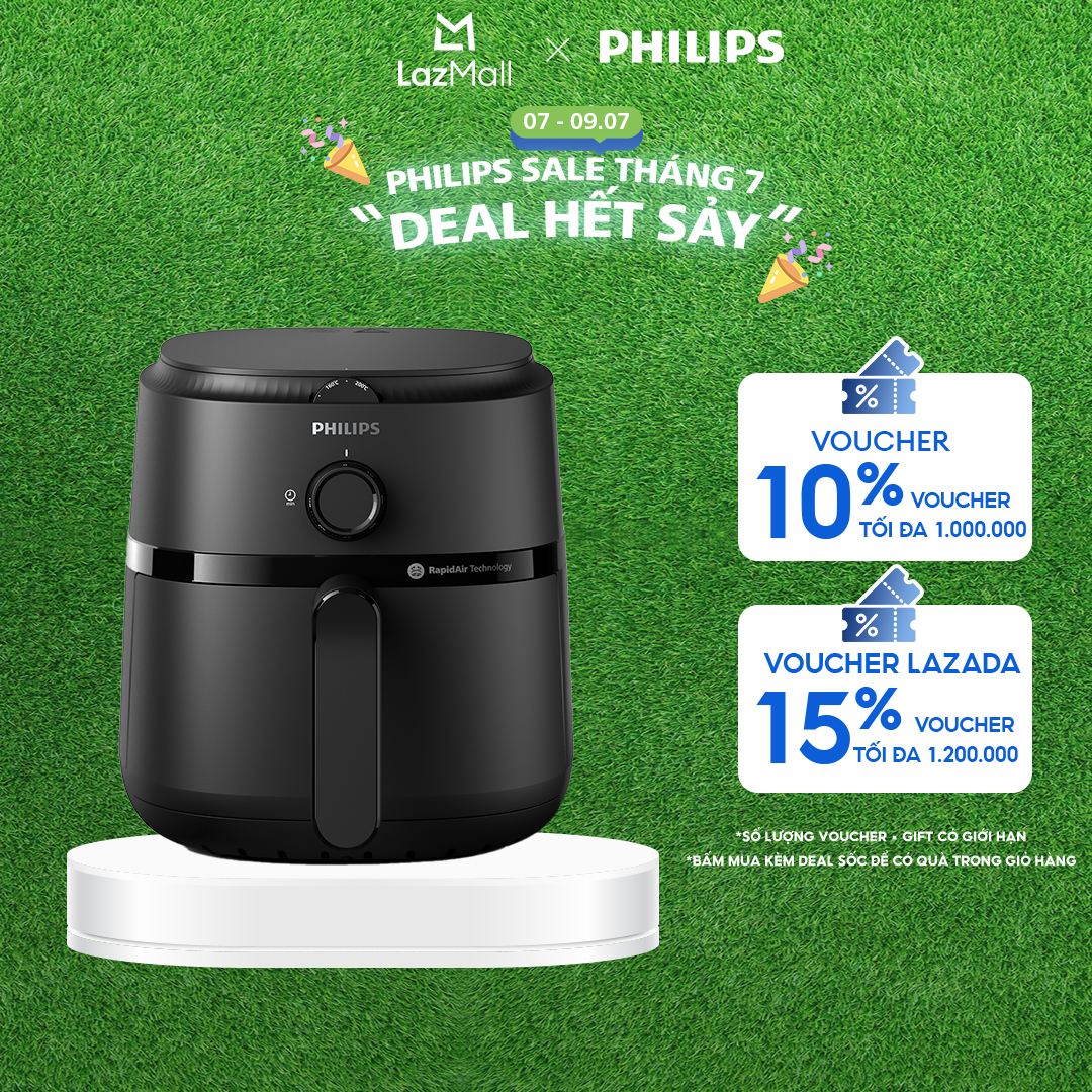 Nồi Chiên Không Dầu Philips NA120/00  12 trong 1 |4.2L |RapidAir Chín đều không lật trở - BH 2 năm - Hàng Phân Phối Chính Hãng