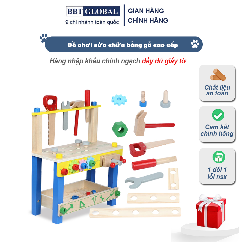 Đồ chơi trẻ em sửa chữa bằng gỗ cao cấp MSN17080 - đồ chơi gỗ, do choi tre em, đồ chơi nhập vai