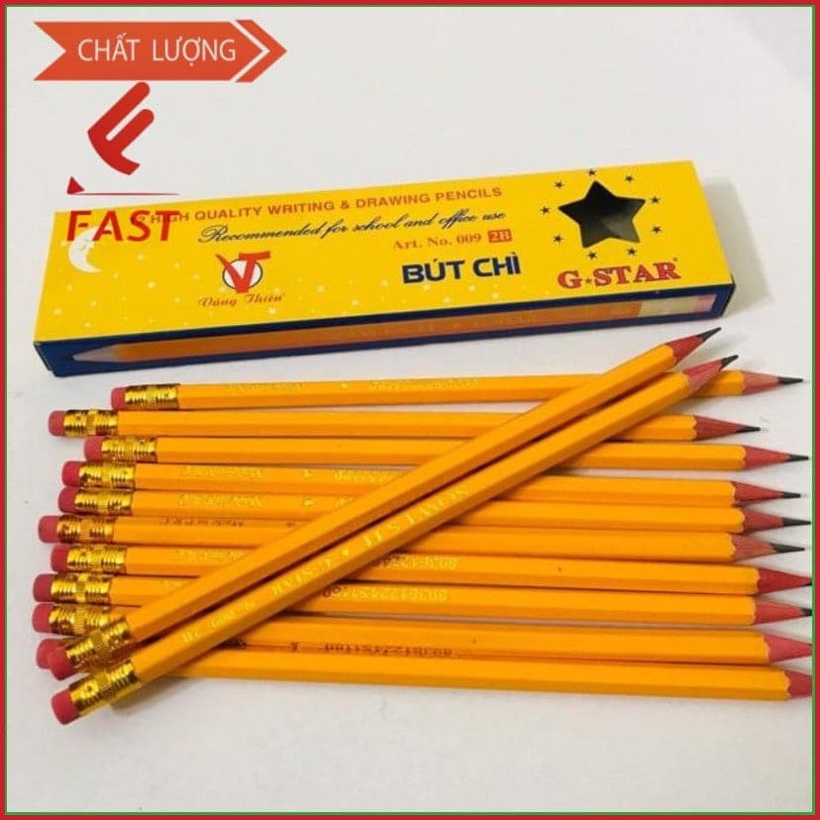 Hộp 12 cây Bút chì 2B * cao cấp nét đậm G- STAR