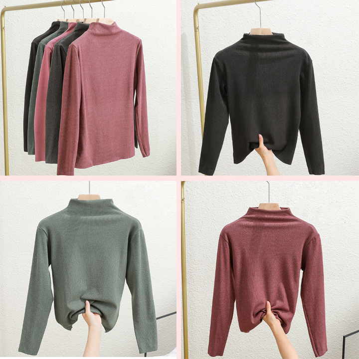 Áo len dệt kim cổ cao- Áo len nữ
