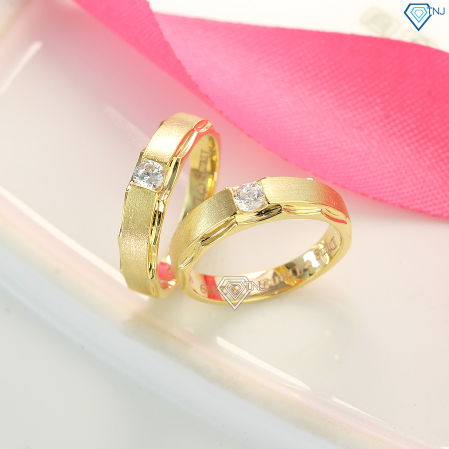 Nhẫn đôi tình yêu, nhẫn cặp bạc xi vàng khắc tên ND0414 - Nhẫn đôi bạc TNJ