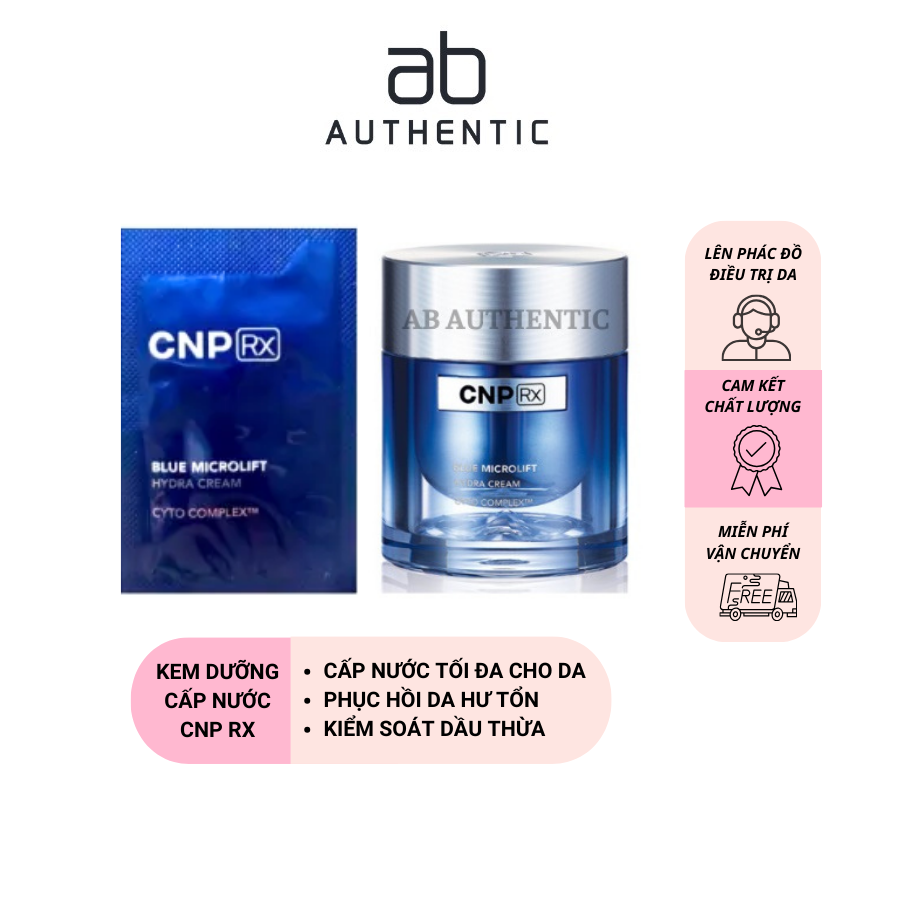 combo 5 gói sample Kem dưỡng cấp nước, phục hồi da Blue Microlift Hydra CNP(Rx) cream - AB Authenic