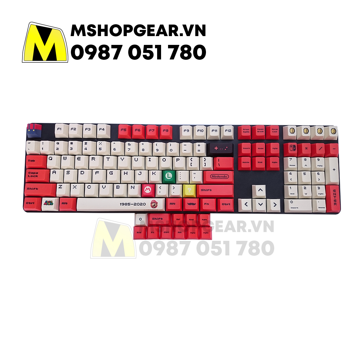 Keycap Mario đỏ thick pbt dye-sub cherry profile 119 keys
