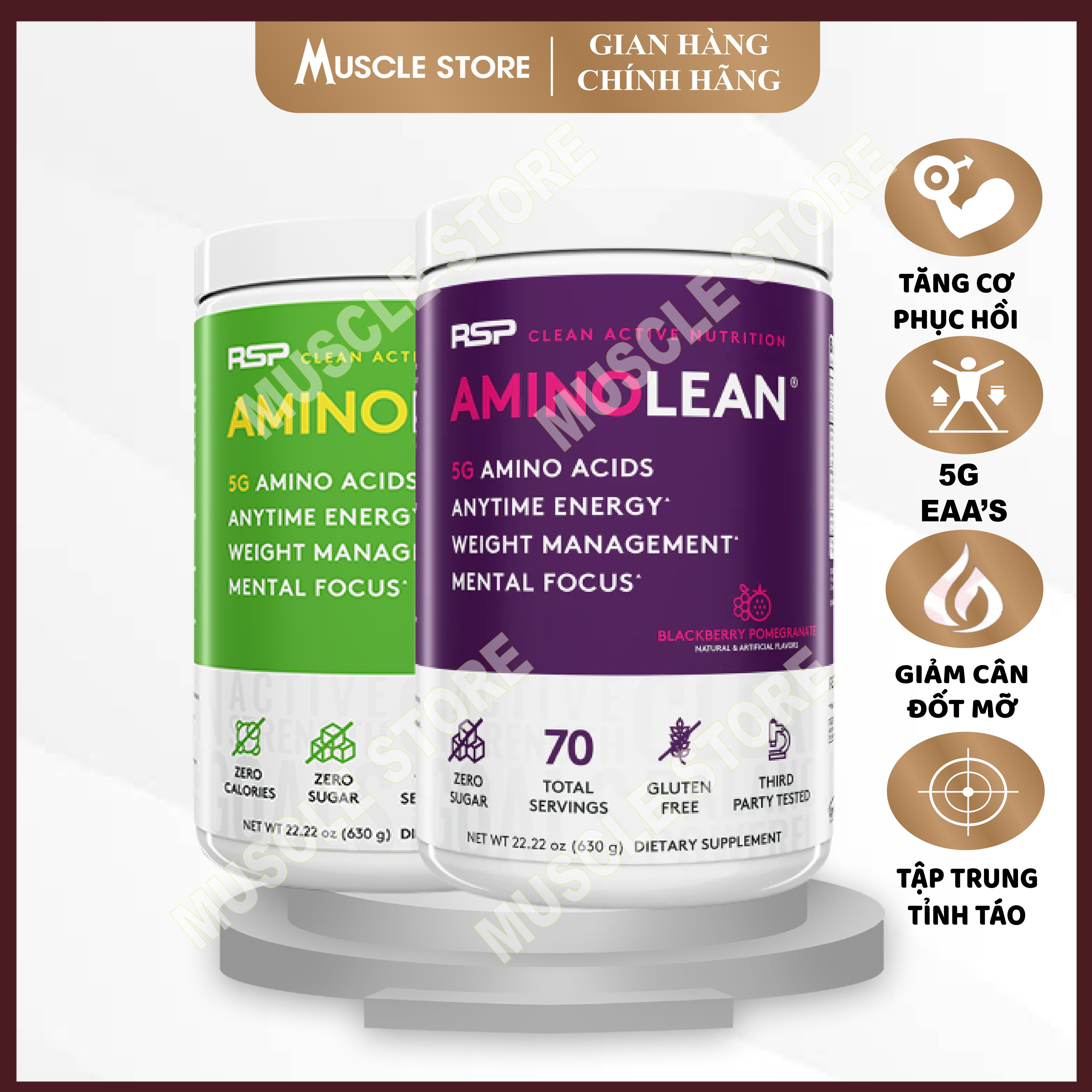 Amino lean - rsp , năng lượng cho nam nữ, hỗ trợ trong tập luyện, chứa eaa, l-carnitine đốt mỡ & caffeine.