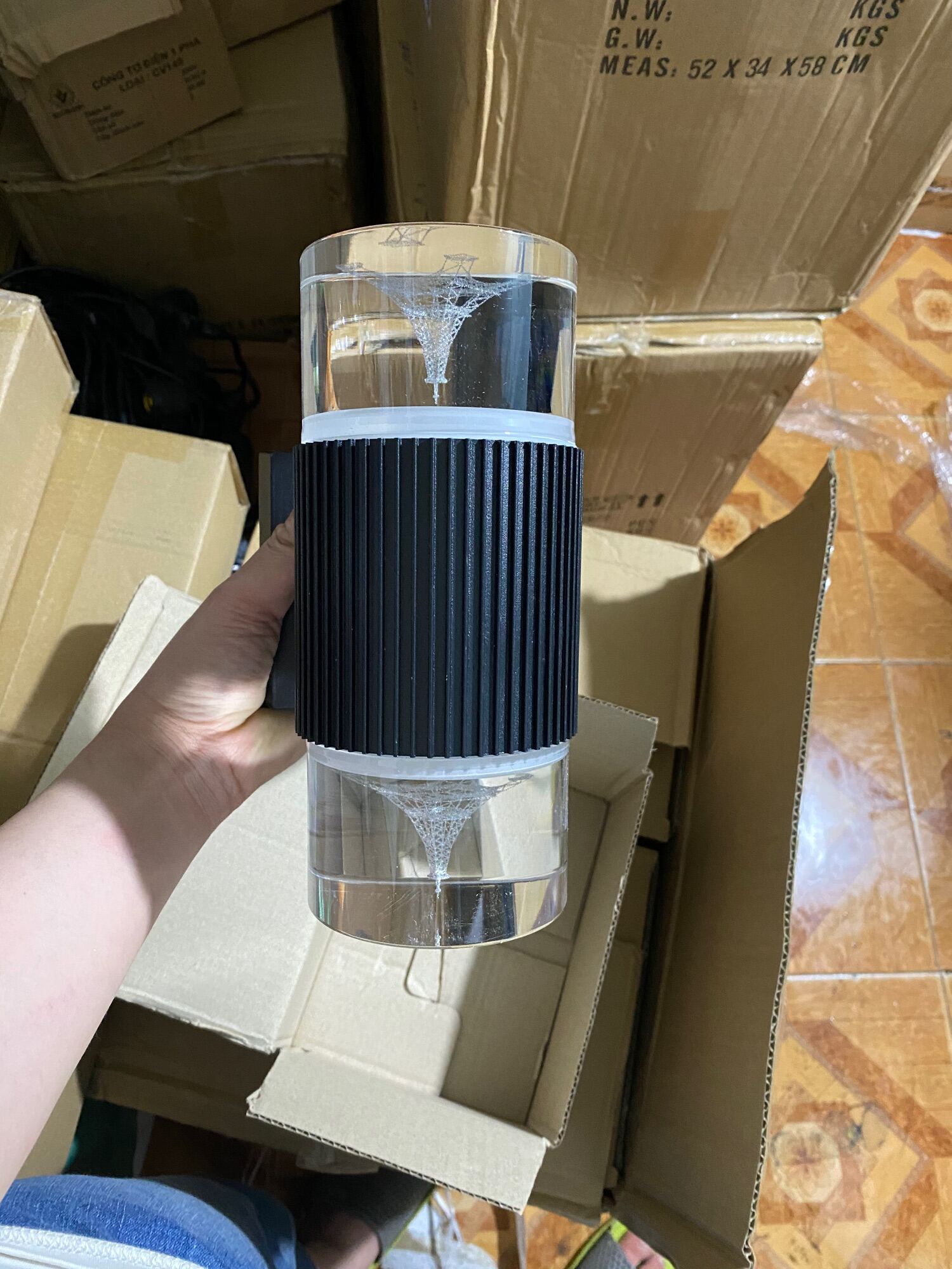 Đèn tường Pha Lê chống nước, 3 chế độ sáng vàng,xanh,, tím