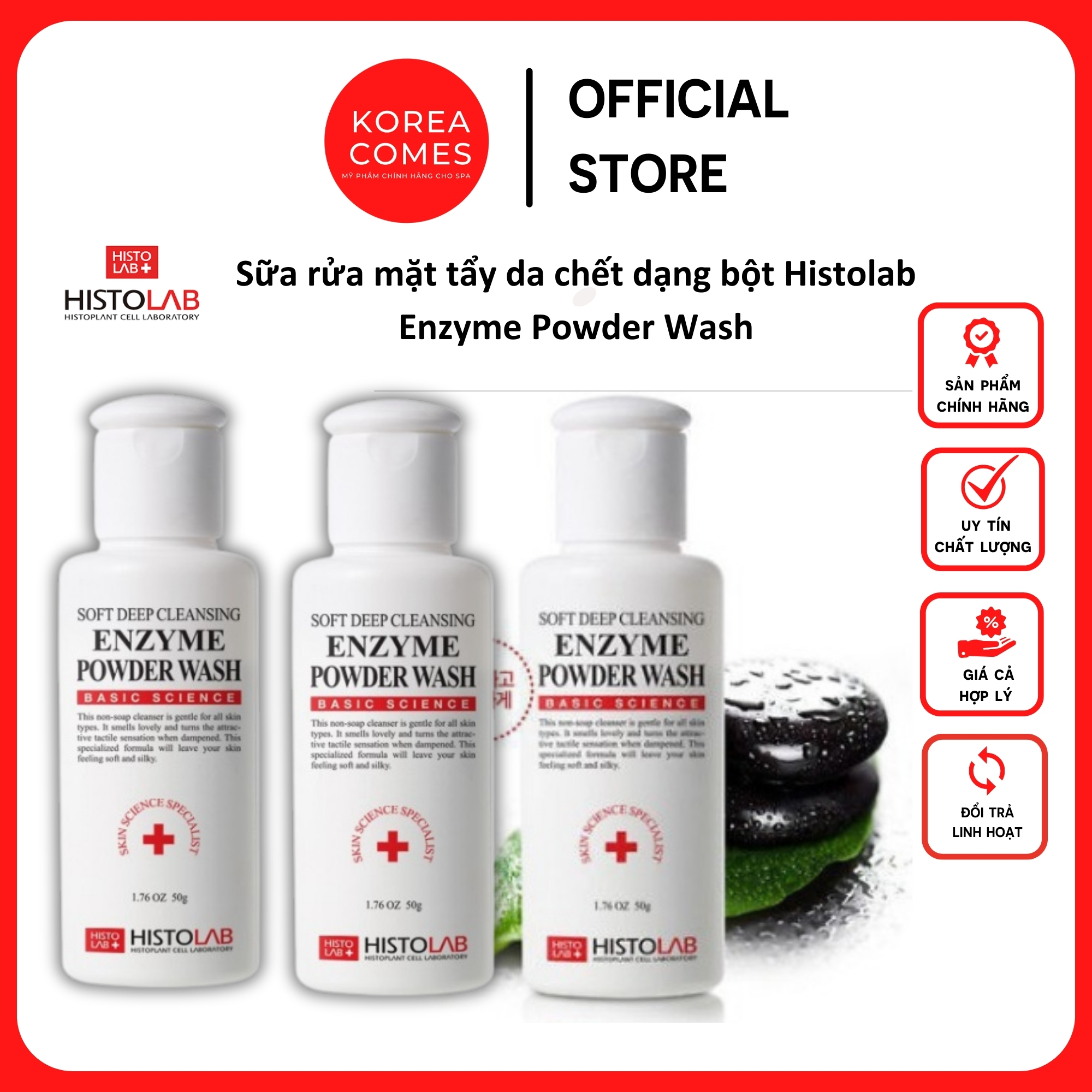 [HCM][Histolab] Sữa rửa mặt tẩy da chết dạng bột Enzyme Powder Wash 50g Histolab chính hãng Hàn Quốc