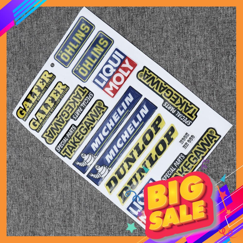 [TEM NỔI GALFER] BỘ TEM LOGO, TEM NỔI LOGO DUNLOP, MICHELIN, TAKEGAWA, OHLINS...MẪU MỚI SIÊU ĐẸP