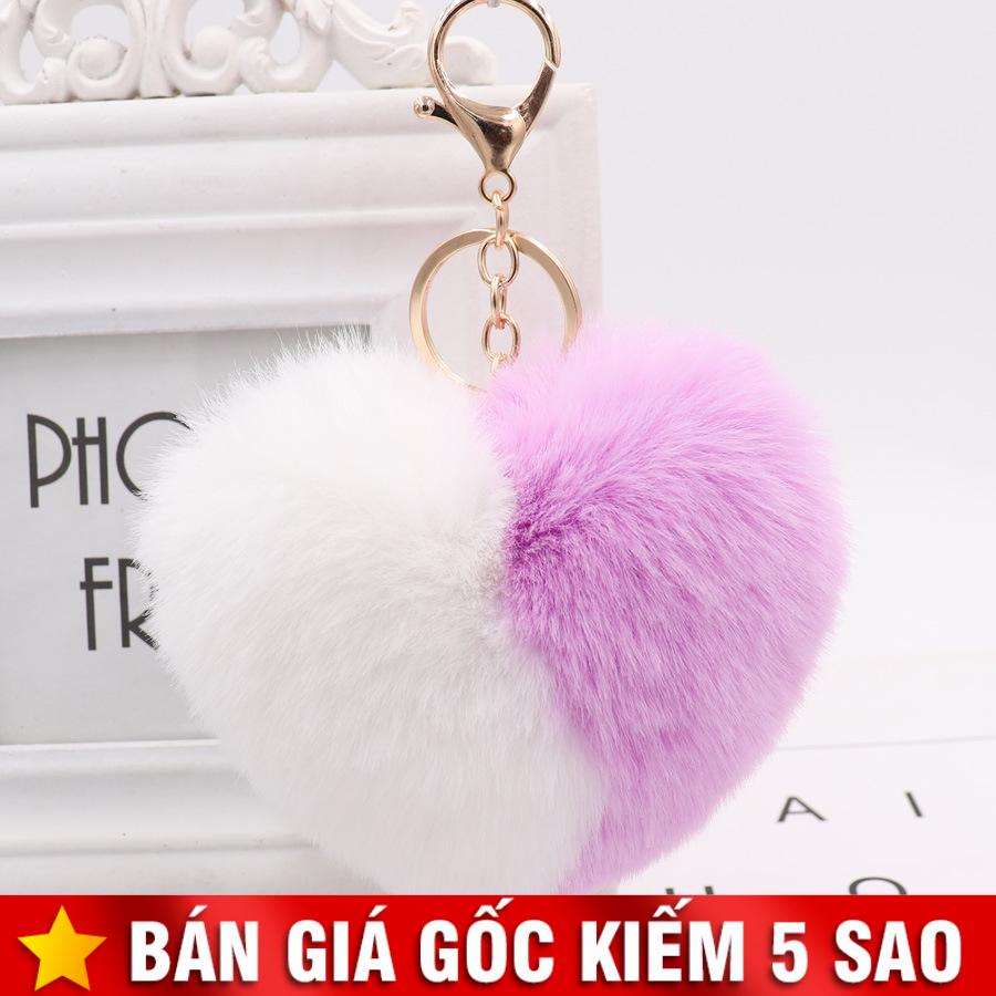 Móc Khóa Bông Trái Tim Treo Túi Phối 2 Màu P1966 - parisa.vn
